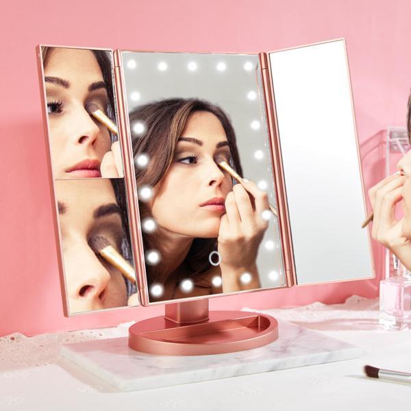 Espejo Para Maquillaje Luz Tríptico Aumentos